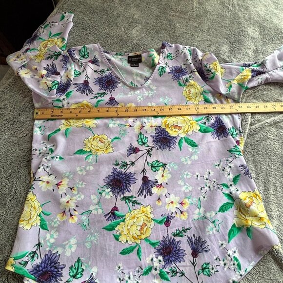 Liz Claiborne Womens Top Large Floral Flare Layered Sleeve Boho Bloomcore 17930 - Picture 4 of 8